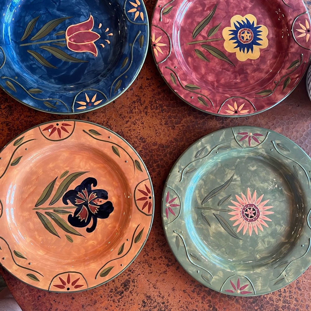 Certified International Dishes 40 pieces 8 place settings. Multi colored